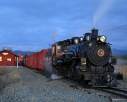 Before sunrise on Saturday morning. Dawn is still a few minutes away, but our train is made up and ready to go at McEwan.