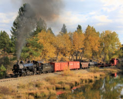 Reflecting against a pond on the Sumpter end of the line.