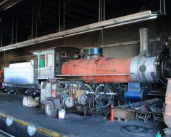 Arriving back in Antonito, we get a look at D&RGW 168 in the shop getting torn down for restoration.