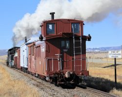 Leaving Antonito past the famous End of Standard Gauge sign.