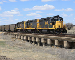 Across Rush Creek - near Chivington - on one of the MoP's unique concrete trestles.