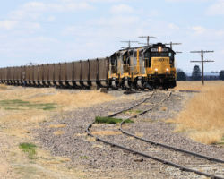 Coming in to Towner.  The track in the foreground is the lead over to the Bartlett Grain elevator.