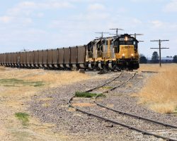 Coming in to Towner. The track in the foreground is the lead over to the Bartlett Grain elevator.