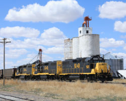 Passing through Towner and back onto K&O track.