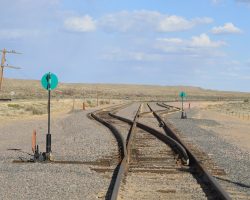 Back on the west end of the Colorado Pacific, we can see that the new interchange yard at NA Junction is finished up. The idea is to build unit trains here out of carload traffic to hand off to BNSF.