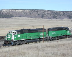 SD60M and SD40-2 pushers taking the house track at Palmer Lake