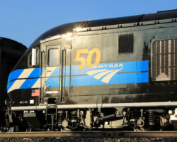 Commemorating 50 years of Amtrak operating the US passenger rail system.