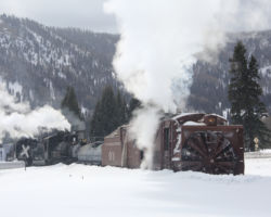 With the rotary serviced, they pull the train up again to water the locomotives at the crossing