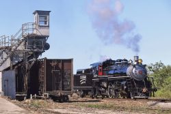 With some good timing, the passenger cars are cropped out and 148 looks like it might be working freight