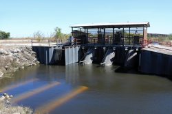 One of the many pumping stations that regulates water flow from the Miami Canal into the side channels