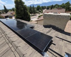 Looking southwest, most of the panels installed. One to my immediate right and one down by the far corner are missing.