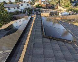 Looking back towards the rear of the house in the late evening.  One thing I didn't appreciate is how much airborne dirt would settle on the array between cleanings.