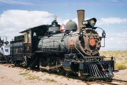 RGS 20 as it appeared at Bob Richardson's Narrow Gauge Motel in Alamosa on Aug 22, 1954. Andy Payne slide, Nathan Holmes collection