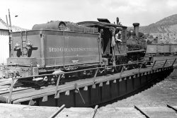 RGS 20 on the turntable at Durango, likely 1941 or 1942. Photographer unknown, negative from Andy Payne collection and now in author's collection