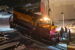 A little surprise later that night - they were using 106 to switch in the yard and we heard a sudden "clunk" - split the switch or dropped a wheel, not sure, but had a bird's eye view.