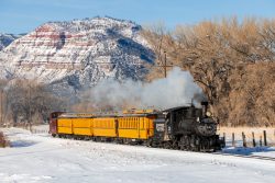 Saturday's D&S Winter Photography train rolling across the valley down around Home Ranch