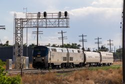 The power move arrives into La Junta. It would have only been half an hour or so ahead of the eastbound Chief, but the Chief was an hour delayed.