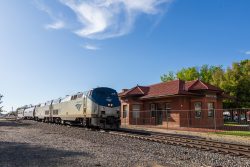 Fortunately caught up with our coal load again just outside Rocky Ford and was running on approaches again. So I just barely got in front of him for the depot shot (and missed it by a block, which cost me a little time).